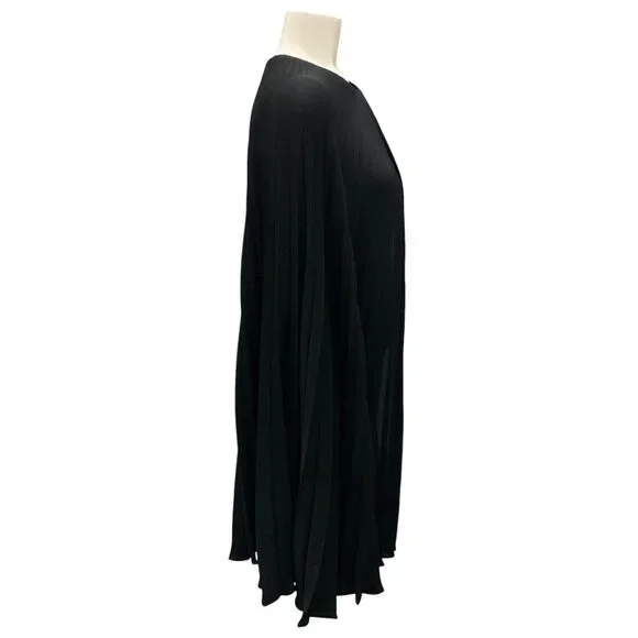 Valentino Black 2022 Draped Pleated Cape Mini Dress